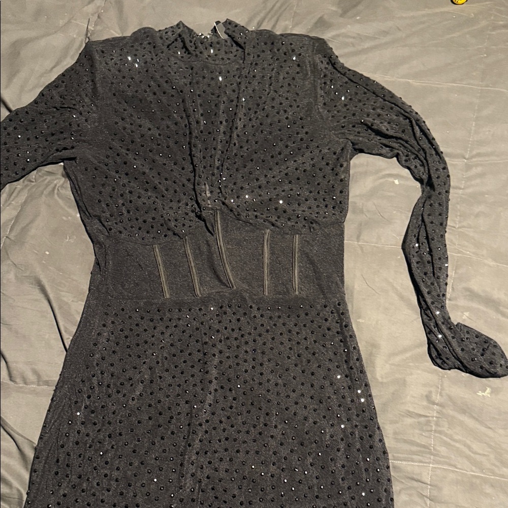 Windsor Black Sequin Long Sleeve Dress